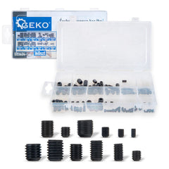 Set di grani con esagono incassato, viti senza testa kit, M3/M4/M5/M6/M8/M10 vite grani filettati, viti a esagono esagonali incassato maniglie porte, rubinetto, con brugola esagonale fissaggio kit, 160 pezzi Geko