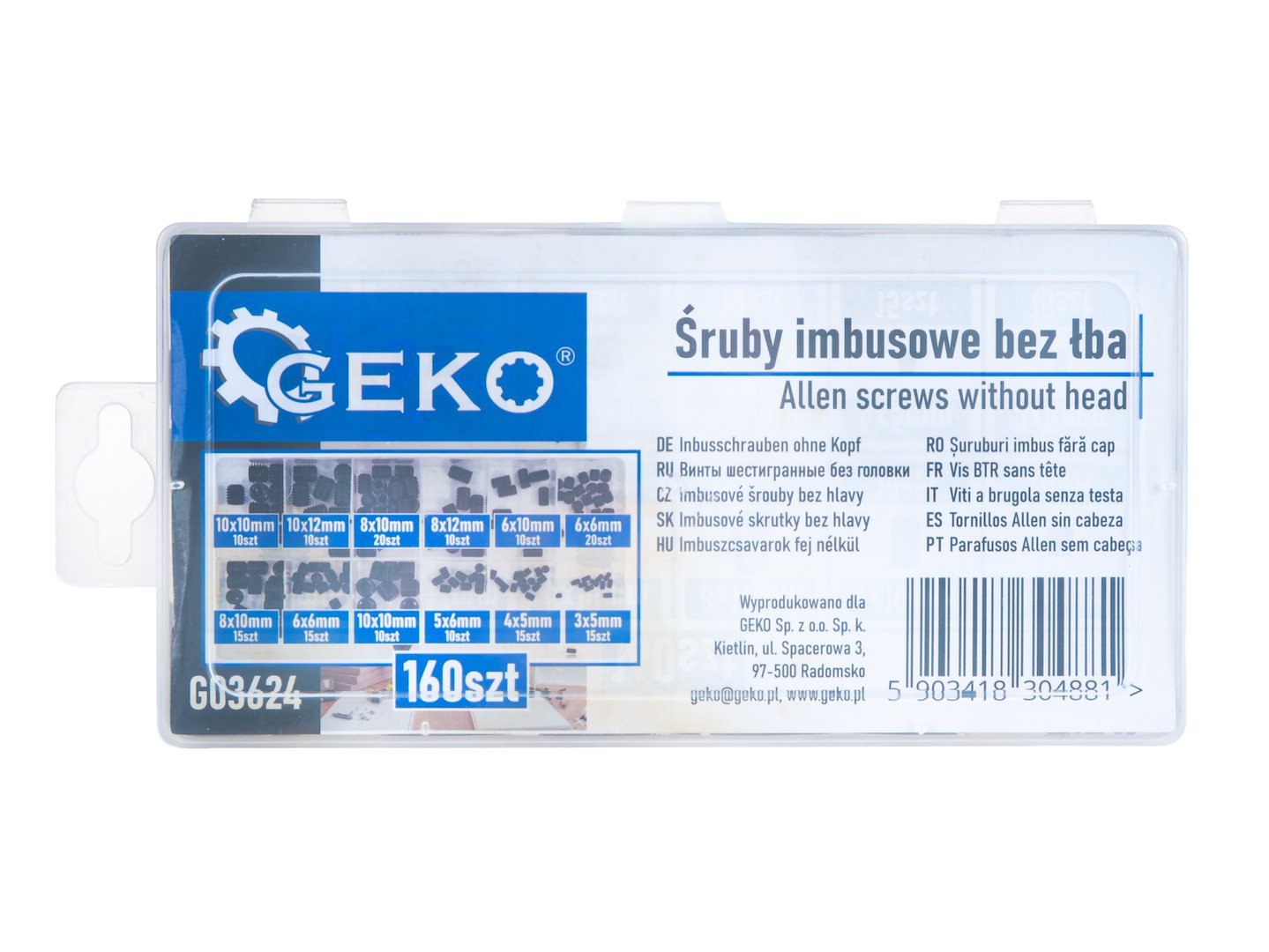 Set di grani con esagono incassato, viti senza testa kit, M3/M4/M5/M6/M8/M10 vite grani filettati, viti a esagono esagonali incassato maniglie porte, rubinetto, con brugola esagonale fissaggio kit, 160 pezzi Geko