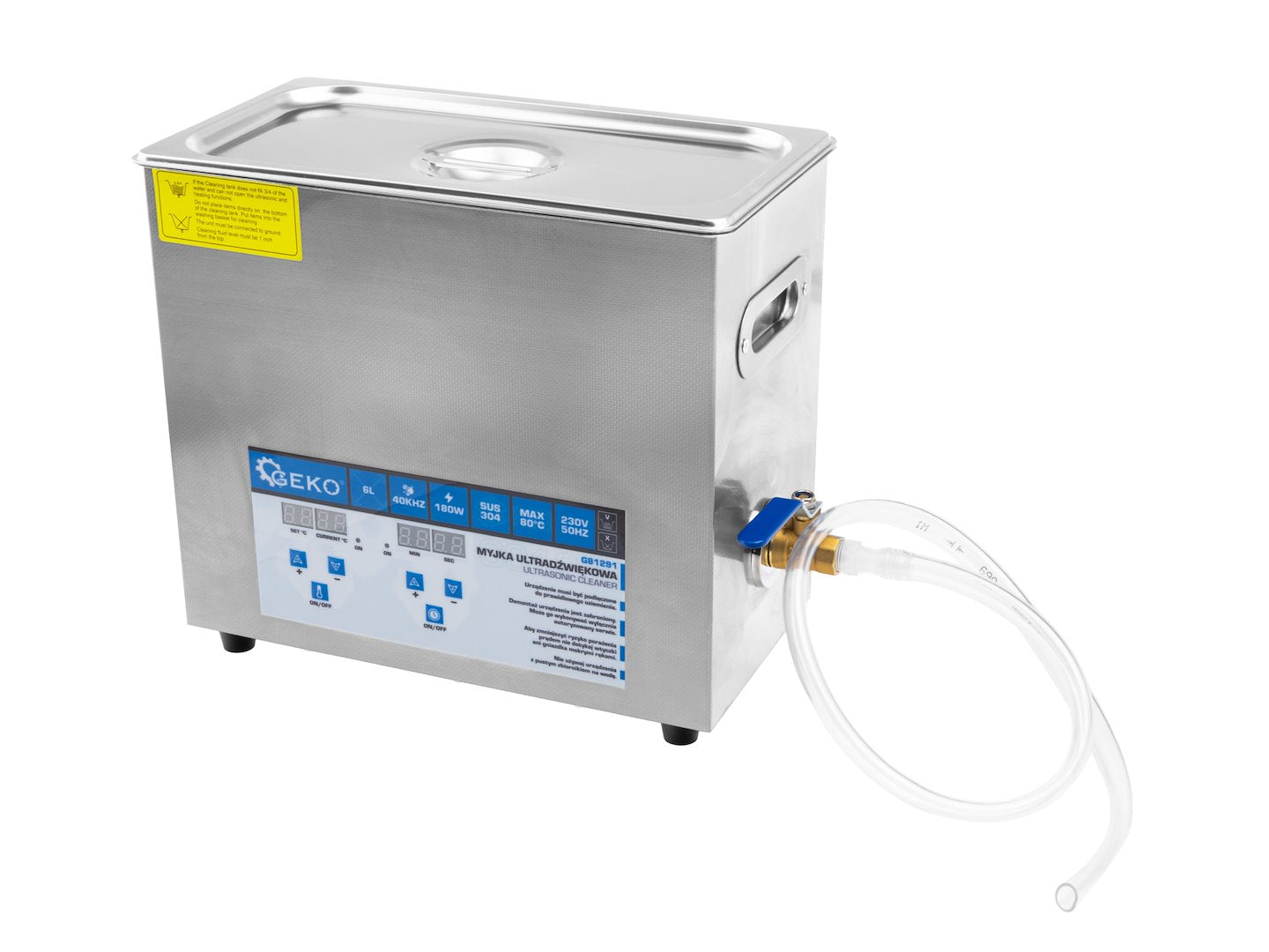 Pulitore a ultrasuoni professionale in acciaio inossidabile, potente macchina di pulizia ad ultrasuoni a frequenza di 40 khz, digitale professionale con timer, 6 litri 180 W Geko