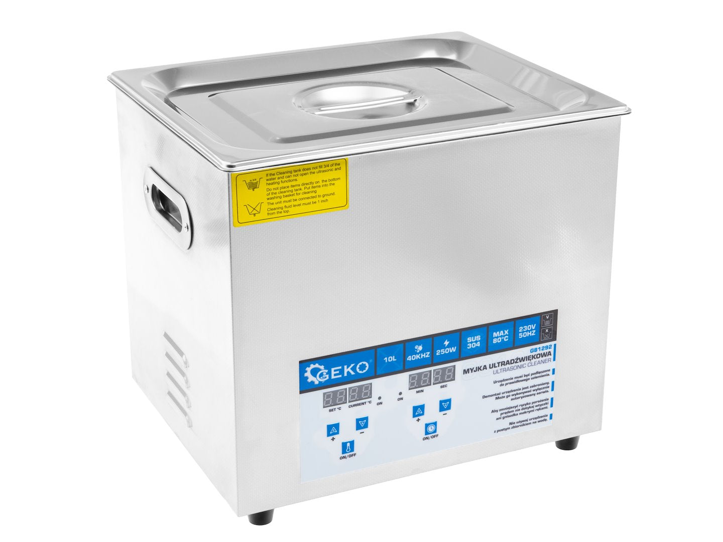 Pulitore a ultrasuoni professionale in acciaio inossidabile, potente macchina di pulizia ad ultrasuoni a frequenza di 40 khz,digitale professionale con timer, 10 litri 250 W Geko