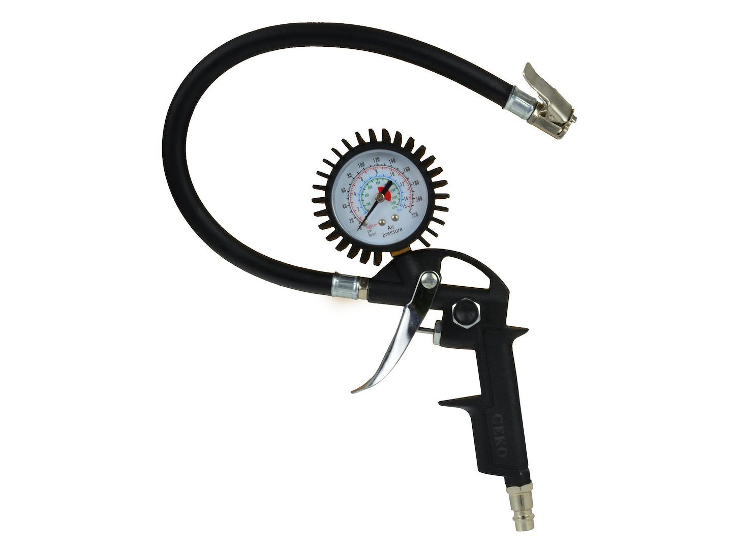 Kit di 5 accessori per compressore, inclusi gonfiagomme con manometro, pistola di soffiaggio, pistola a spruzzo per vernice, tubo a spirale, set kit accessori compressore, Geko