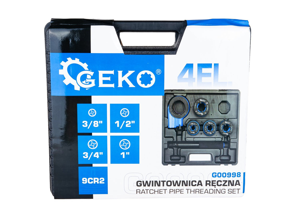 Set-kit filiera manuale a cricco per tubi 3/8''- 1'' Geko