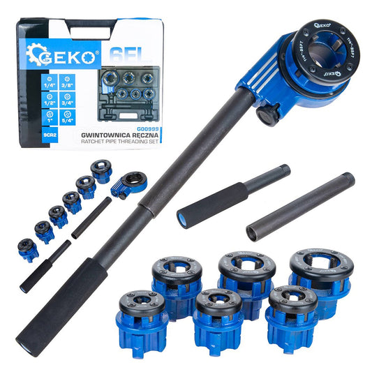 Set-kit filiera manuale a cricco per tubi 1/4''- 5/4'' Geko