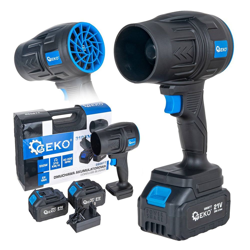 Soffiatore d’aria portatile 21 V con 2 batterie da 4.0 Ah Geko