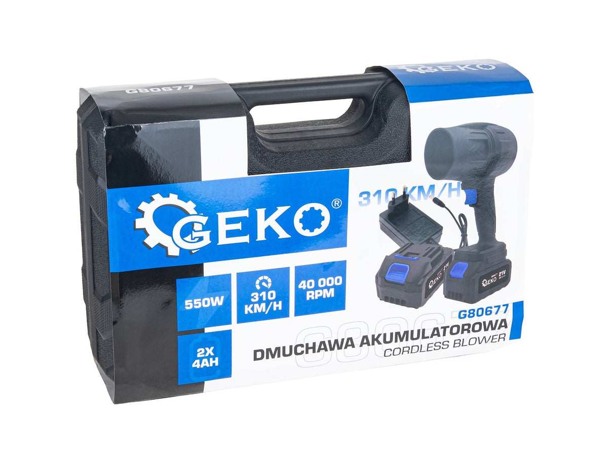 Soffiatore d’aria portatile 21 V con 2 batterie da 4.0 Ah Geko