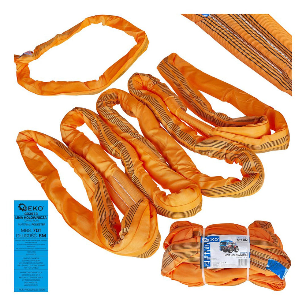 Cinghia di traino professionale 6 m 70 tonnellate per veicoli pesanti Geko