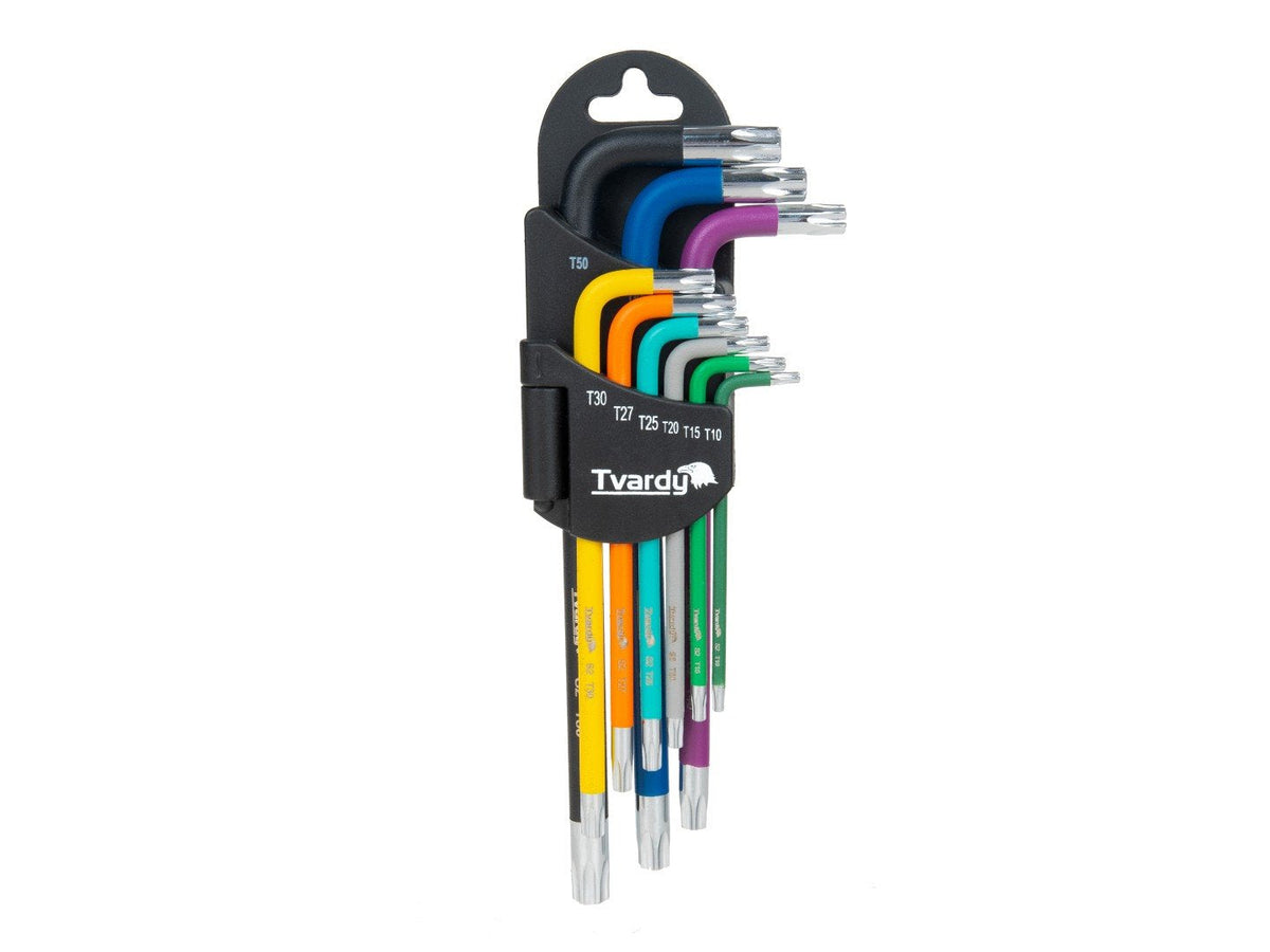 Set-kit 9 chiavi TORX corte a L colorate T10–T50 Tvardy