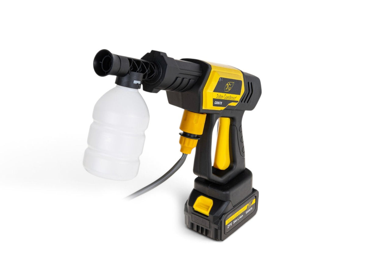 Idropulitrice portatile a batteria 120 bar, 2 batterie 3.0Ah, portata 3.7 litri/min, tubo 5 m e ugelli, per auto, terrazza, giardino Geko