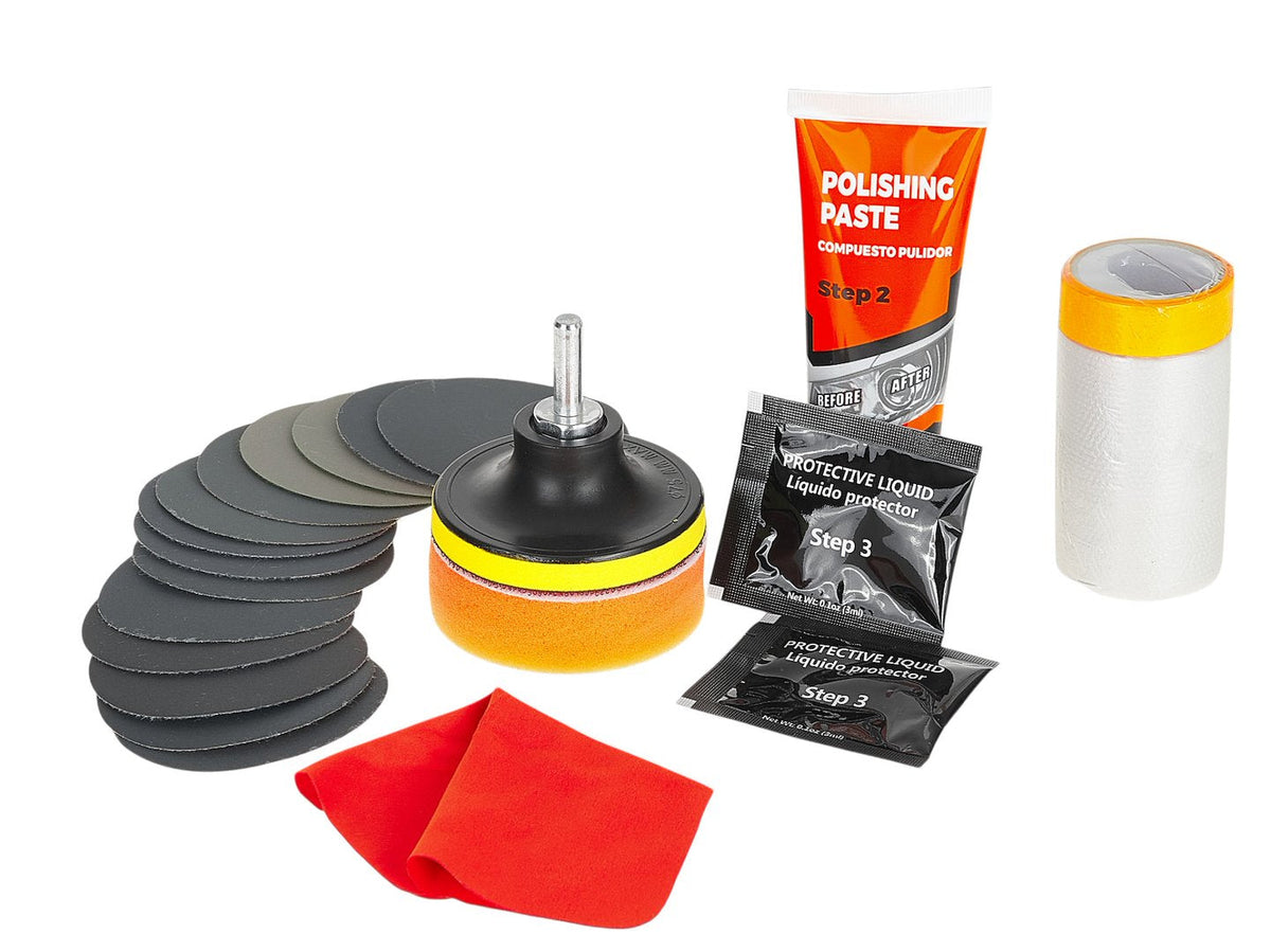Set-kit attrezzi rinnova fari auto, lucidatura e levigatura, per riparazione ingiallimento/graffio/sfocatura/ossidazione, 22 pezzi Keltin