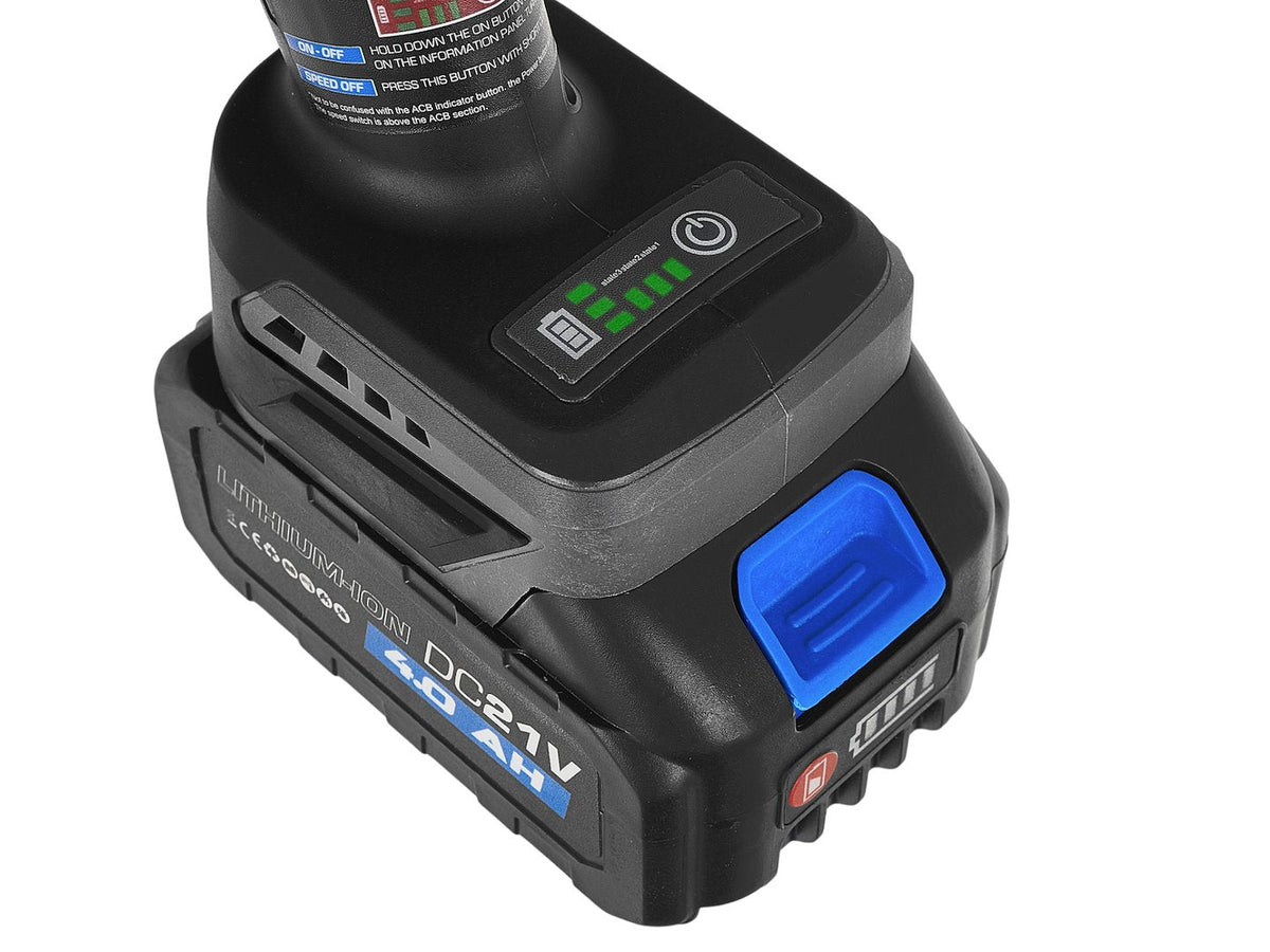 Smerigliatrice angolare a batteria 21 V – 125 mm, 950 W, 2 × 4.0 Ah Geko