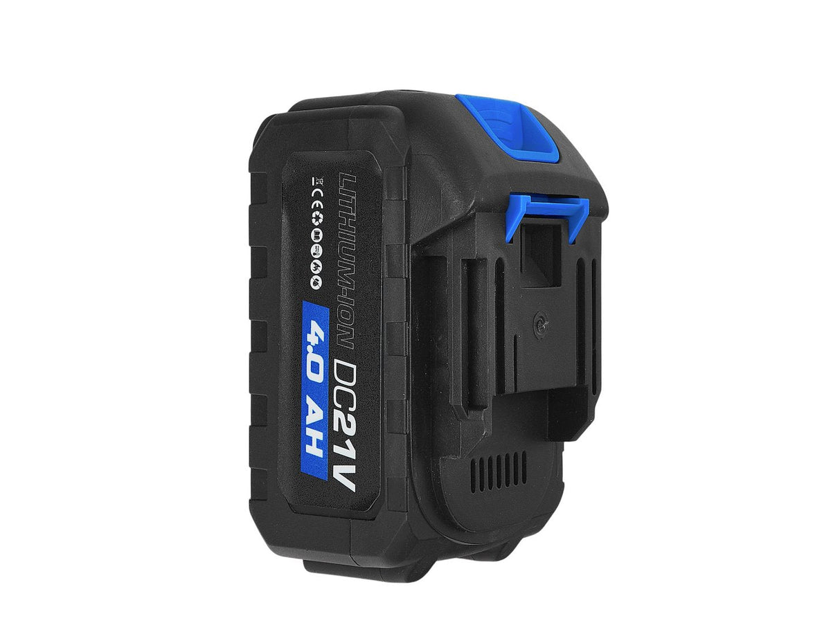 Smerigliatrice angolare a batteria 21 V – 125 mm, 950 W, 2 × 4.0 Ah Geko
