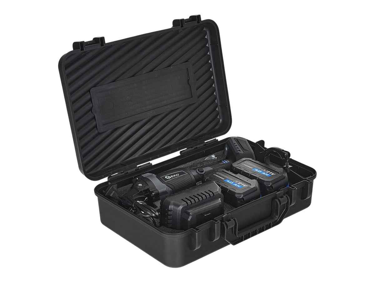 Smerigliatrice angolare a batteria 21 V – 125 mm, 950 W, 2 × 4.0 Ah Geko