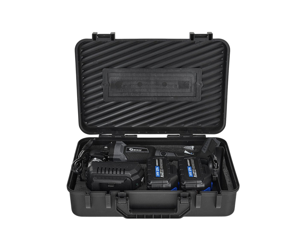 Smerigliatrice angolare a batteria 21 V – 125 mm, 950 W, 2 × 4.0 Ah Geko