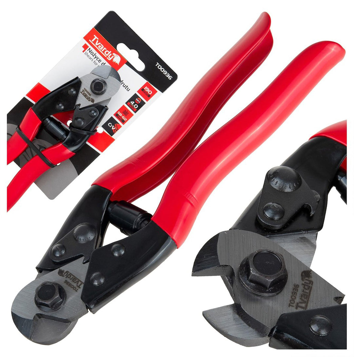 Mini tronchese da 190 mm, per cavi in acciaio legato forgiato, Tvardy