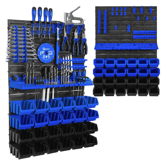 Pannello forato portautensili, portaoggetti,organizzatore da parete con contenitori/cassette, portattrezzi per garage e officina, 576 x 780 mm Geko