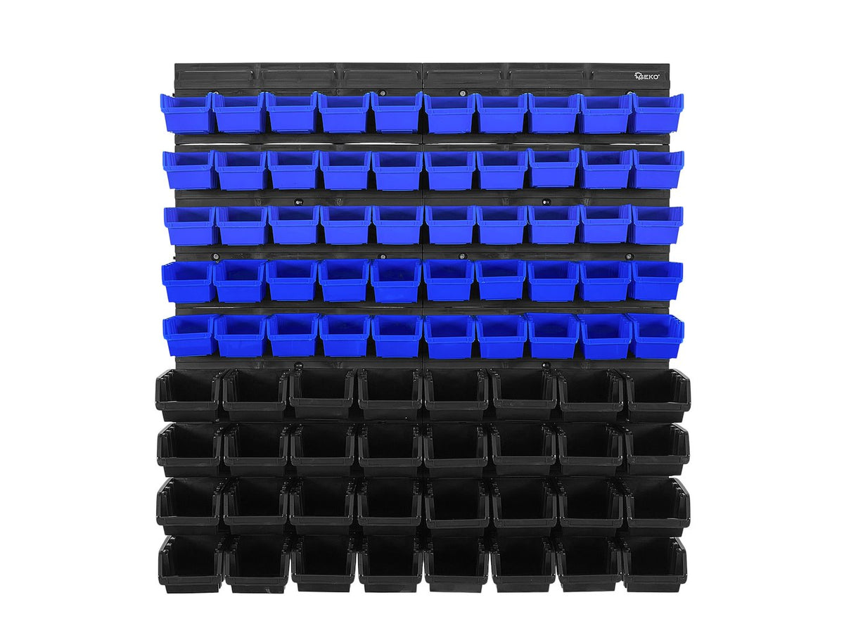 Pannello forato portautensili, portaoggetti,organizzatore da parete con 82 contenitori/cassette, portattrezzi per garage e officina, 780x780mm Geko