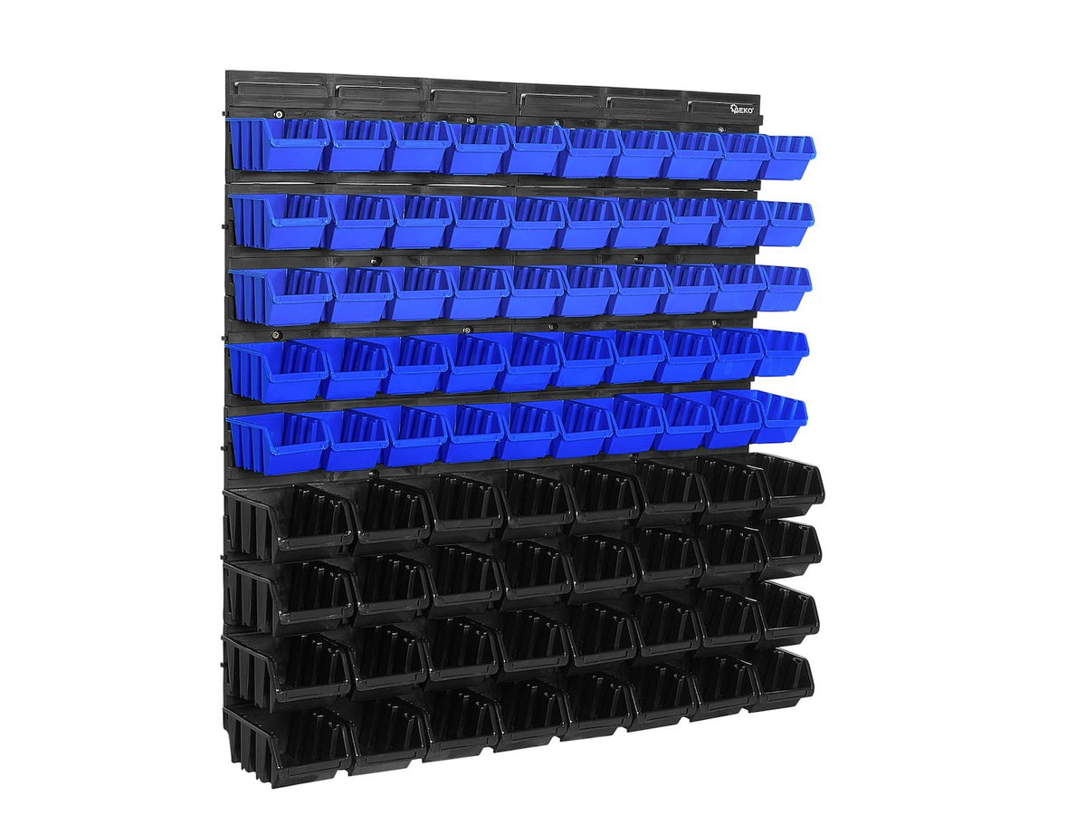 Pannello forato portautensili, portaoggetti,organizzatore da parete con 82 contenitori/cassette, portattrezzi per garage e officina, 780x780mm Geko