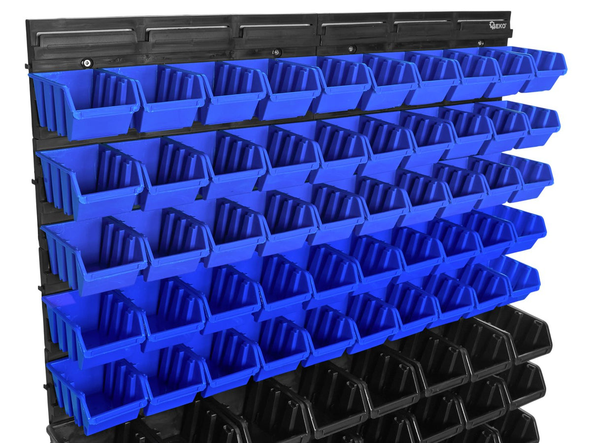 Pannello forato portautensili, portaoggetti,organizzatore da parete con 82 contenitori/cassette, portattrezzi per garage e officina, 780x780mm Geko