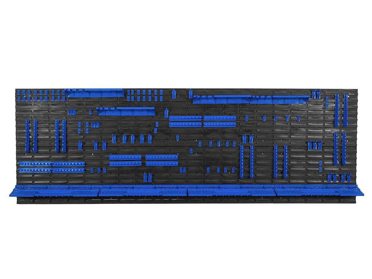 Pannello forato portautensili, portaoggetti,organizzatore da parete con contenitori/cassette, portattrezzi per garage e officina, 136 elementi 2304x780mm Geko