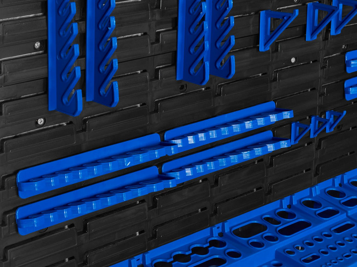 Pannello forato portautensili, portaoggetti,organizzatore da parete con contenitori/cassette, portattrezzi per garage e officina, 136 elementi 2304x780mm Geko