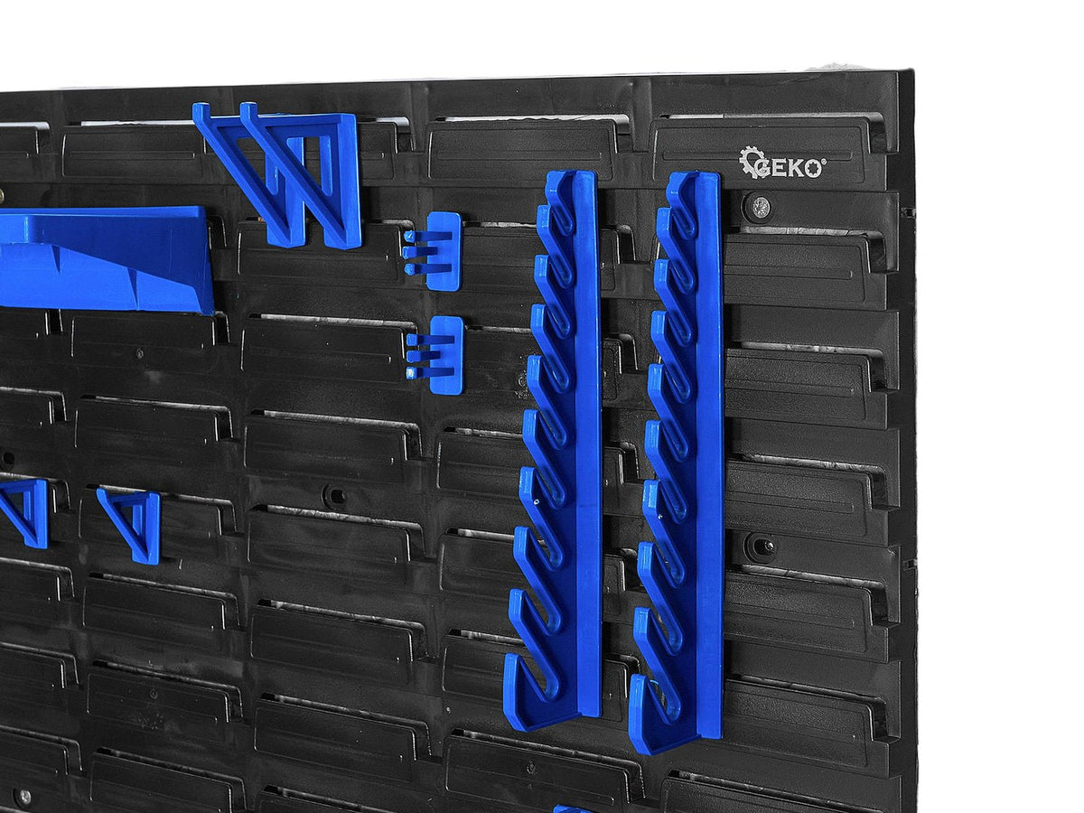 Pannello forato portautensili, portaoggetti,organizzatore da parete con contenitori/cassette, portattrezzi per garage e officina, 136 elementi 2304x780mm Geko