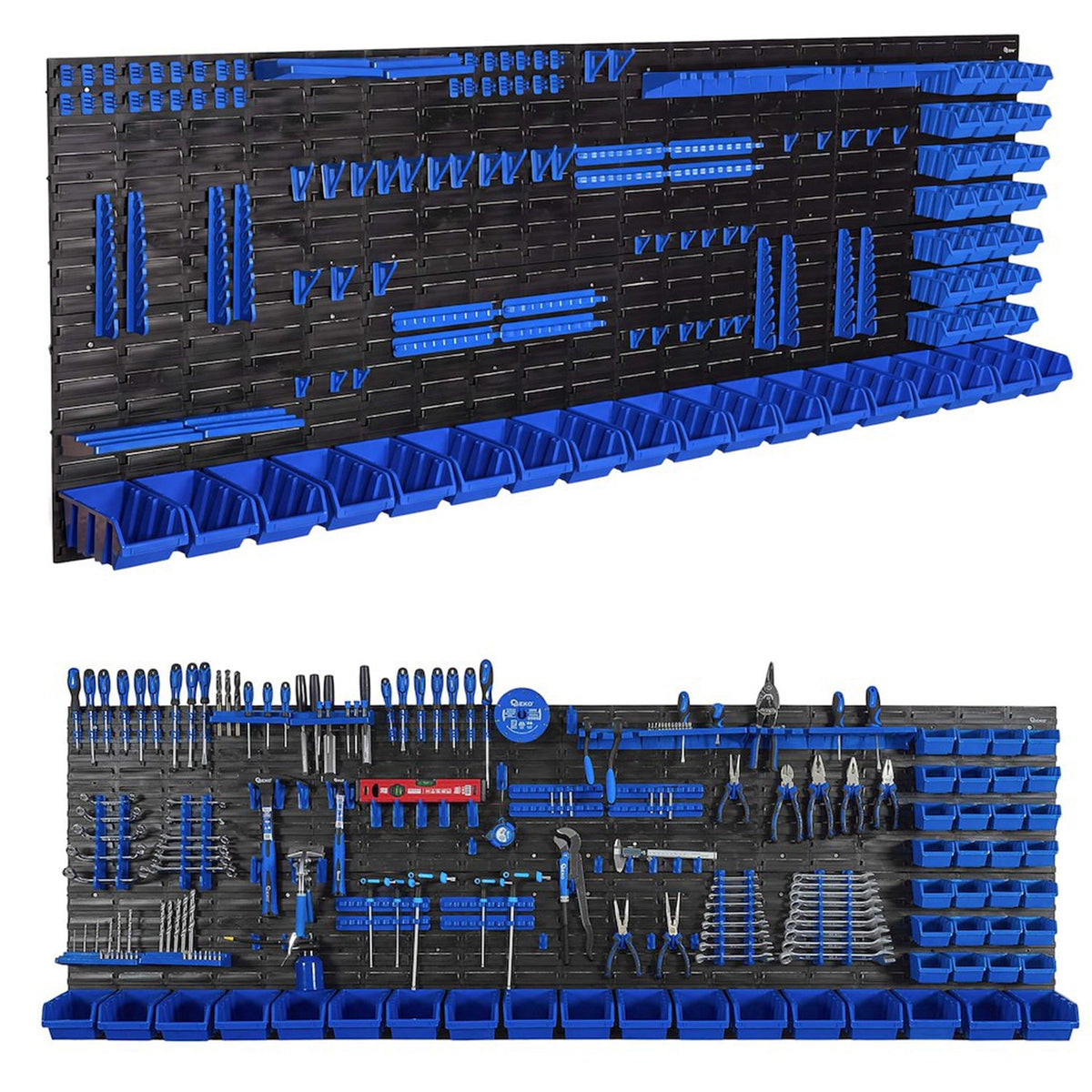 Pannello forato portautensili, portaoggetti,organizzatore da parete con contenitori/cassette, portattrezzi per garage e officina,140 elementi 2304x780mm Geko