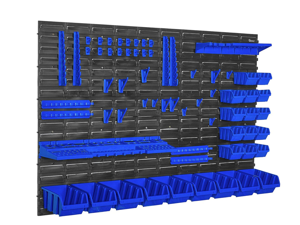 Pannello forato portautensili, portaoggetti,organizzatore da parete con contenitori/cassette, portattrezzi per garage e officina,69 elementi 1152x780mm Geko