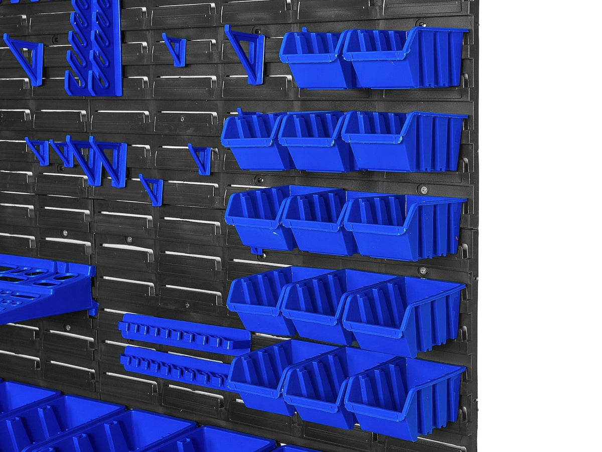 Pannello forato portautensili, portaoggetti,organizzatore da parete con contenitori/cassette, portattrezzi per garage e officina,69 elementi 1152x780mm Geko