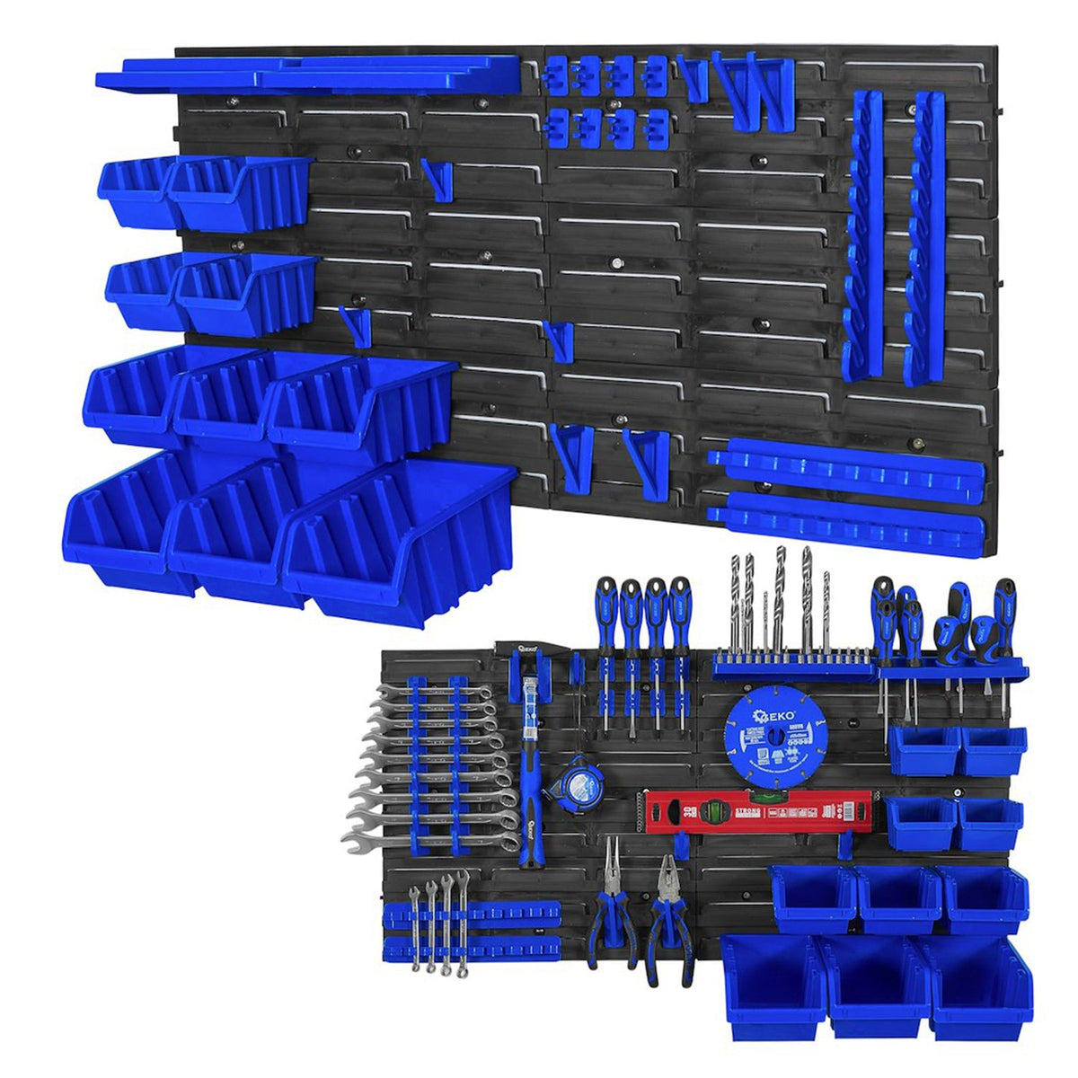 Pannello forato portautensili, portaoggetti,organizzatore da parete con contenitori/cassette, portattrezzi per garage e officina,390x780mm Geko