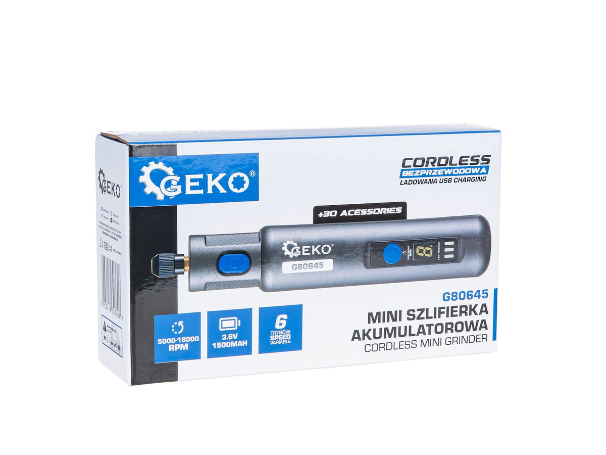 Mini smerigliatrice a batteria con accessori, 3.6 V, 1500 mAh Geko