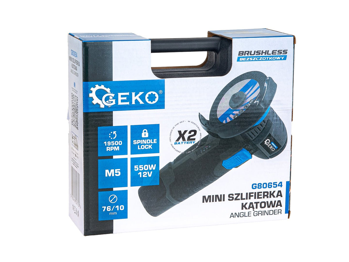 Mini smerigliatrice angolare 12 V – 76 mm, con 2 batterie Geko