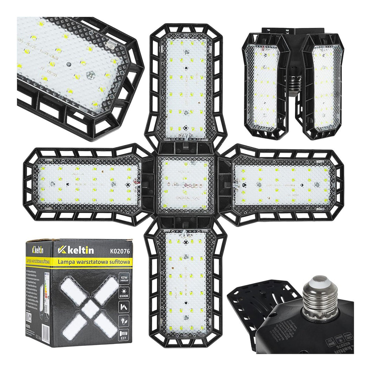 Lampadina LED pieghevole con attacco E27 43W 3400 lm 6500K Keltin