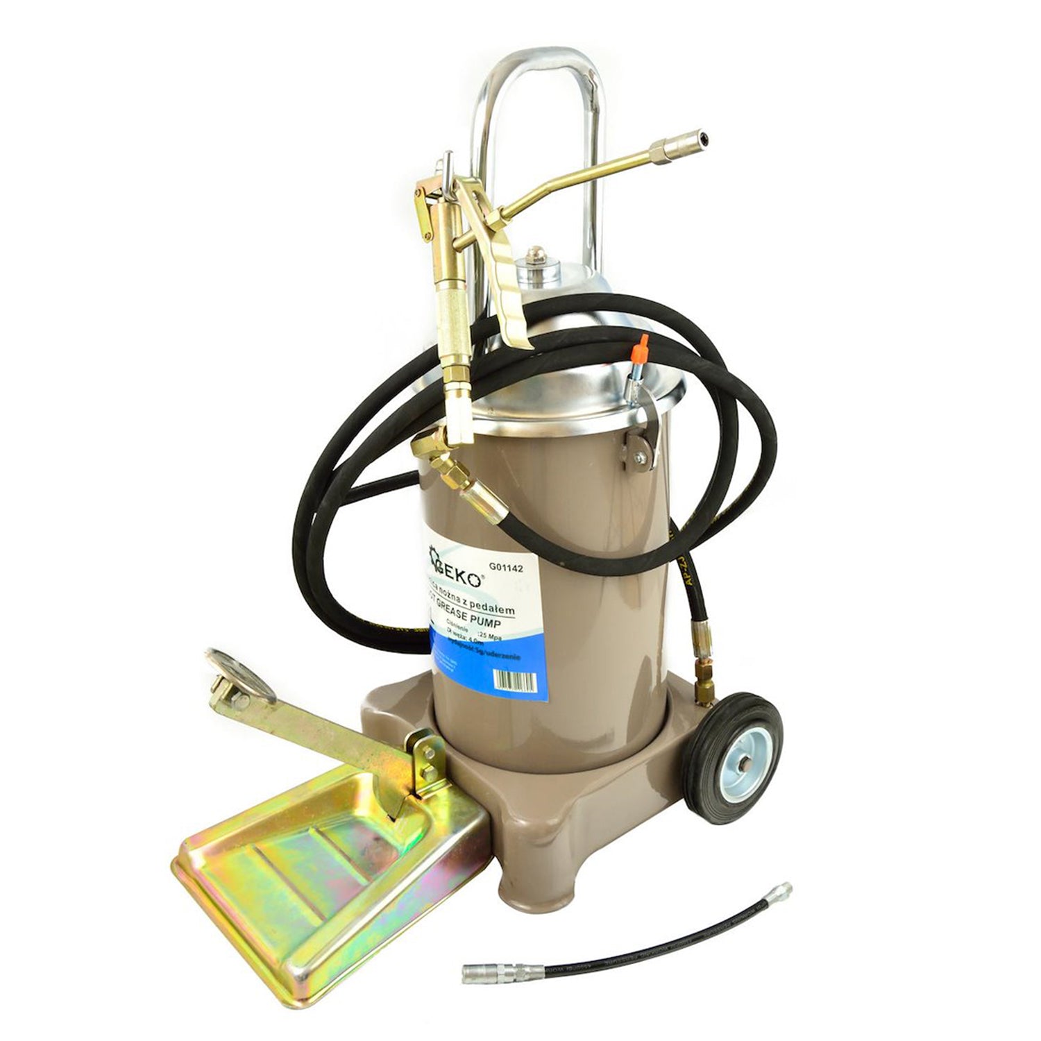 Pompa ingrassatrice a pedale con tubo da 4 m , pompa grasso ad aria compressa 12 litri Geko