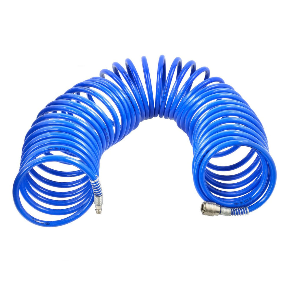 Tubo a spirale per aria compressa, 20 m diametro 8 × 12 mm con attacchi rapidi inclusi