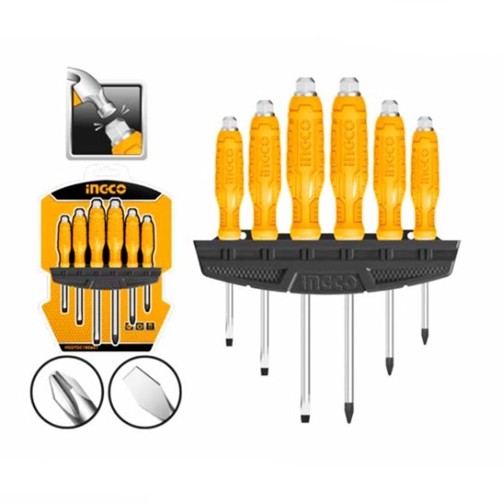 Set giraviti, set di cacciaviti, con supporto 6 pezzi Ingco