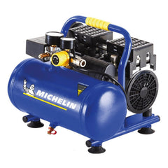 Michelin compressore d'aria portatile silenzioso MX 6/1, compressore aria senza olio, pressione massima 8 bar, potenza 750W 1 CP, serbatoio 6 litri, rumorosità 78 db lpa