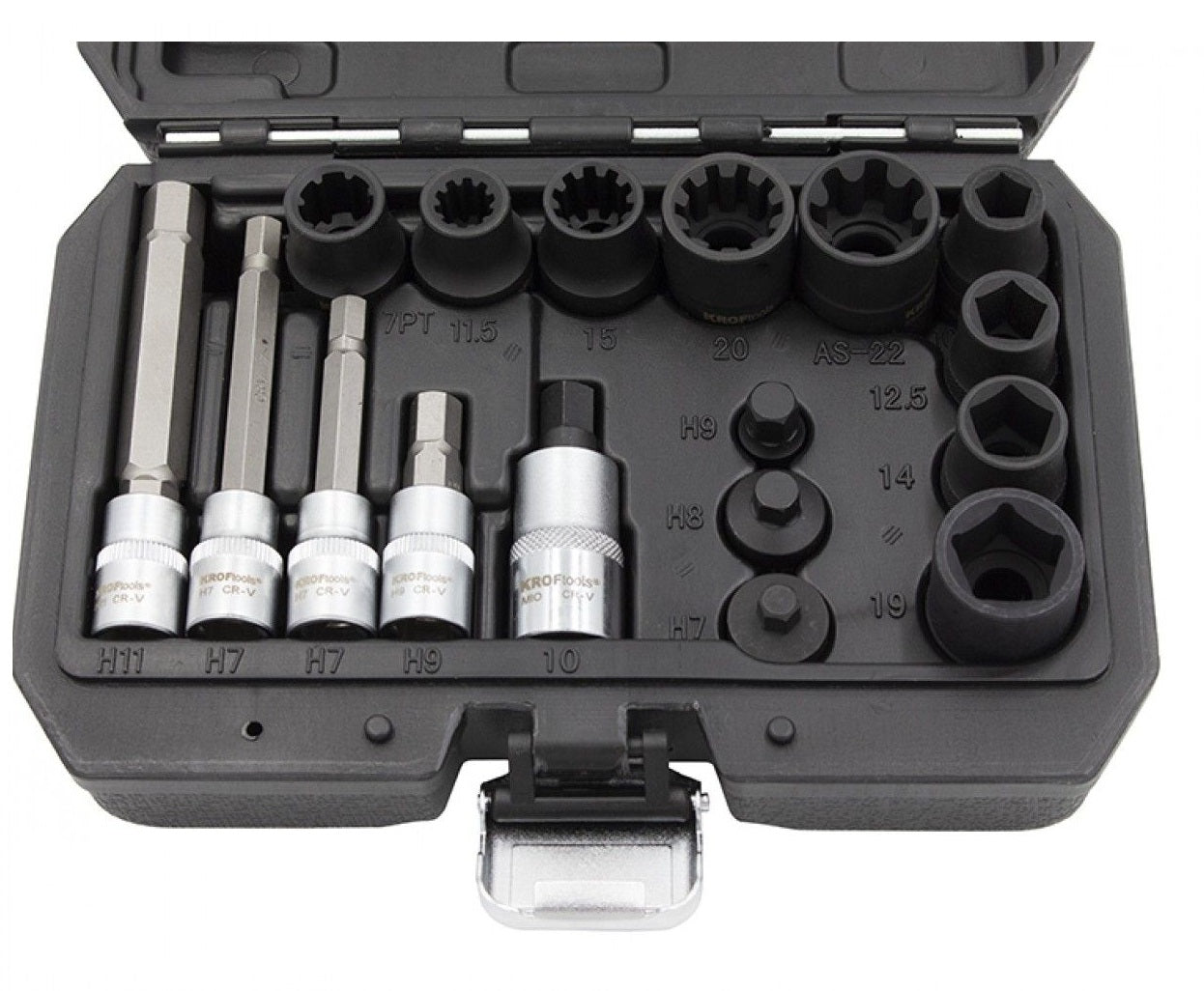 Set di bussole per pinze freno, kit di attrezzi per la regolazione dei freni con chiave di trasmissione da 1/2”, set chiavi a bussola con inserti bit, 17 pezzi