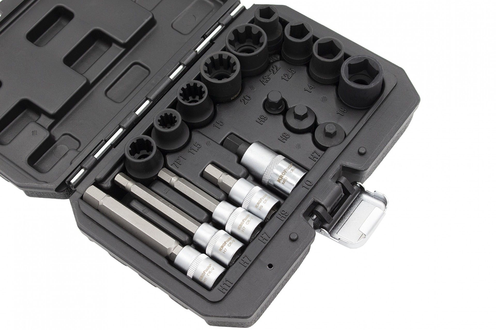 Set di bussole per pinze freno, kit di attrezzi per la regolazione dei freni con chiave di trasmissione da 1/2”, set chiavi a bussola con inserti bit, 17 pezzi