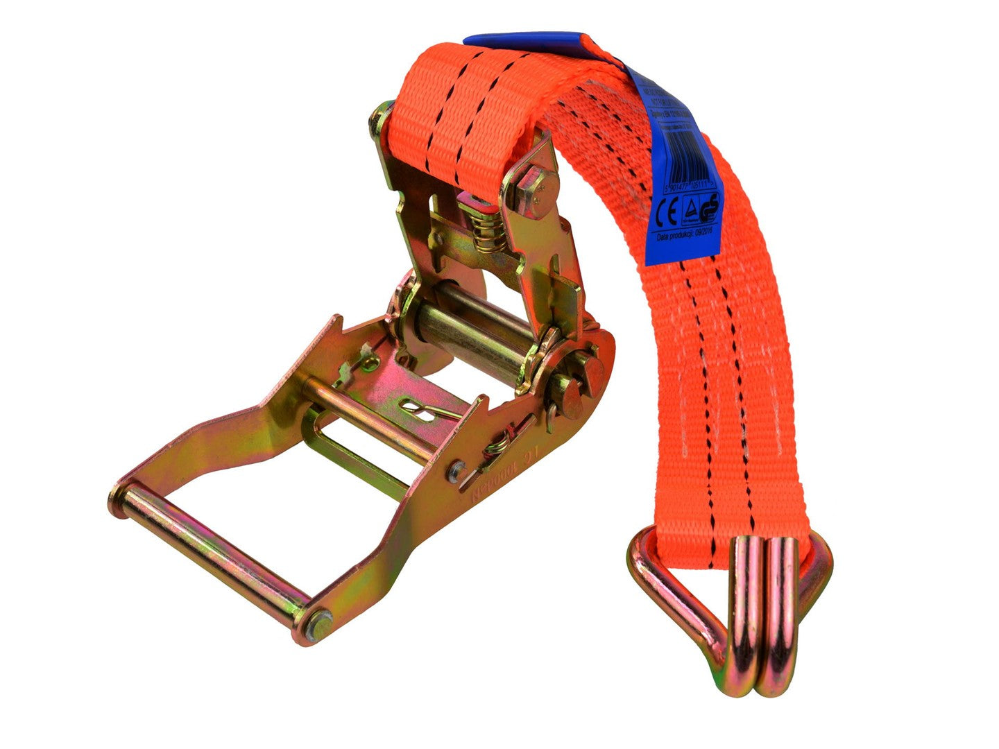 Cinghie di fissaggio con cricchetto, lunghezza 2 m, larghezza 35 mm, capacità di carico 2000 kg, conformi a DIN EN 12195-2, arancione