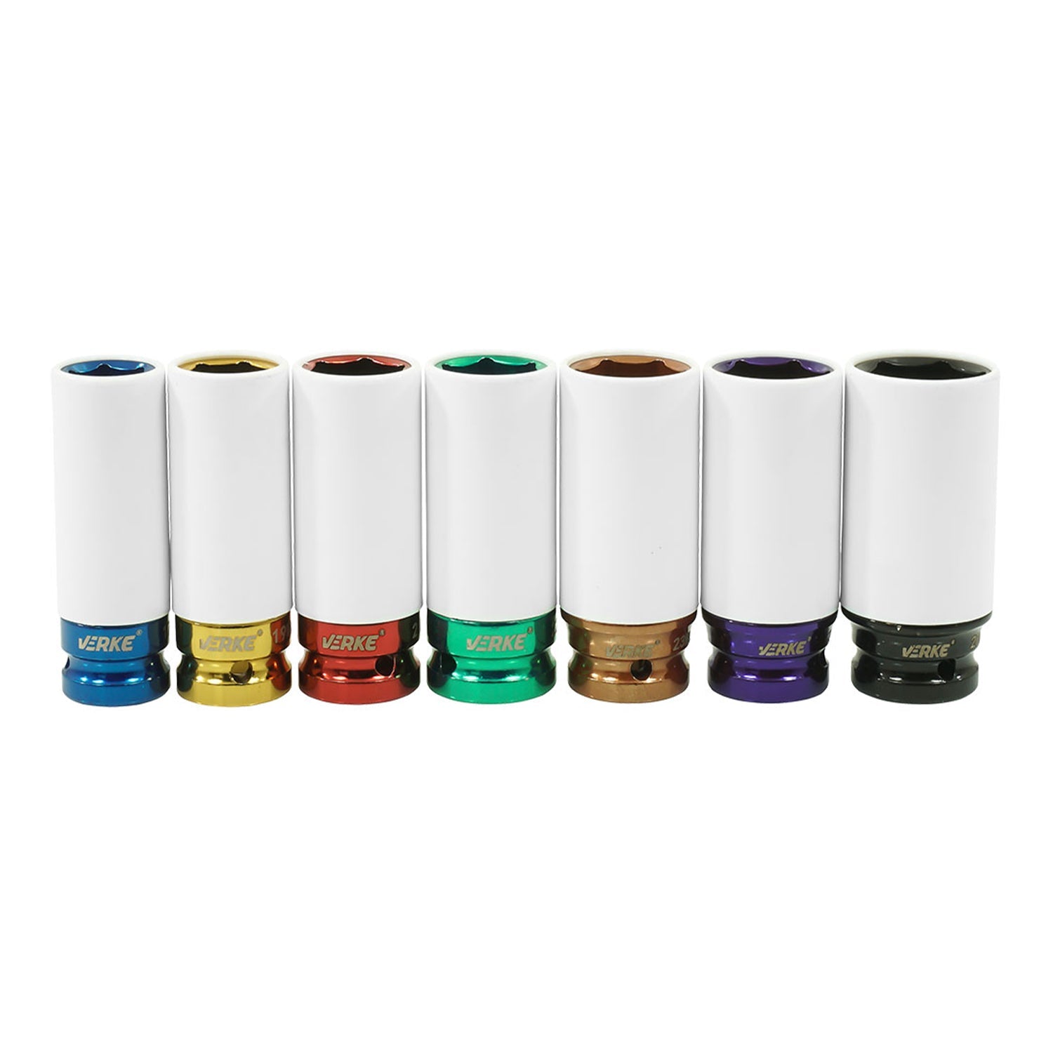 Set di 7 chiavi a bussola per cerchi in lega, 1/2", per avvitatore a impulsi, da 17 mm a 27 mm Verke