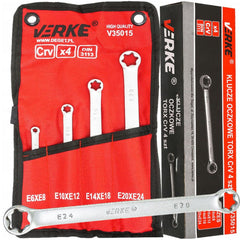 Torx E - set chiavi ad anello serie E6 - E24, 4 pezzi in acciaio Cr-V