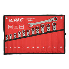Set da 12 pezzi set di chiavi a cricchetto snodate 8 – 19 mm, chiavi combinate a cricchetto con snodo/snodabili, Verke