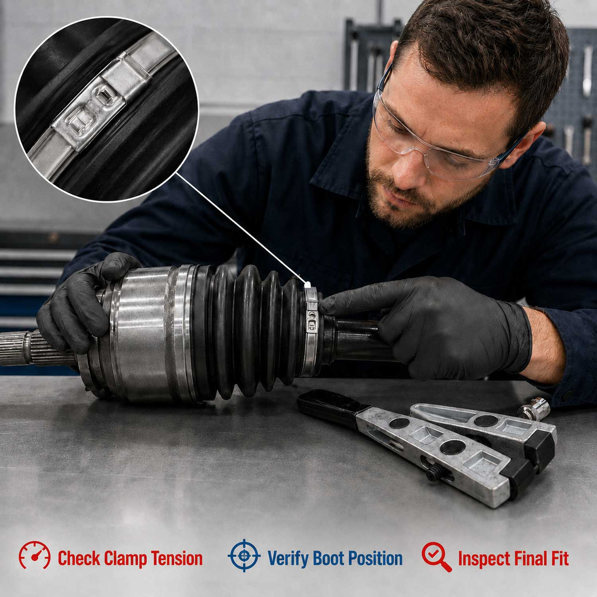 Pinza per fascette per cuffie giunti omocinetici auto modello 1 Gebo Tools