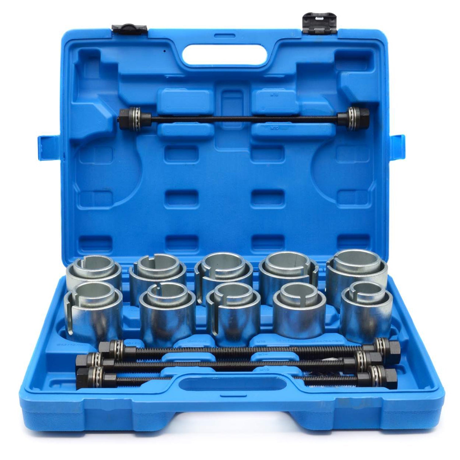 Estrattori set per montaggio smontaggio cuscinetti ruota e boccole, utensili per espulsione cuscinetti assiali, 24 pezzi Geko