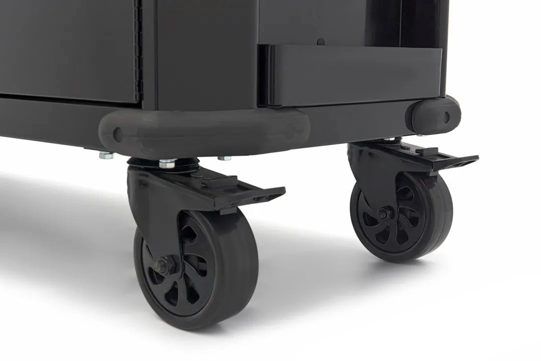 Carrello portautensili metallico professionale officina con 10 cassetti e ruote-mobile 147 cm con piano di lavoro in legno massiccio HBM Olanda