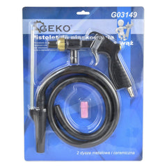 Pistola sabbiatrice per compressore, pistola per sabbiatura con tubo, pistola per compressore d'aria, con 2 ugelli in metallo e ceramica, Geko