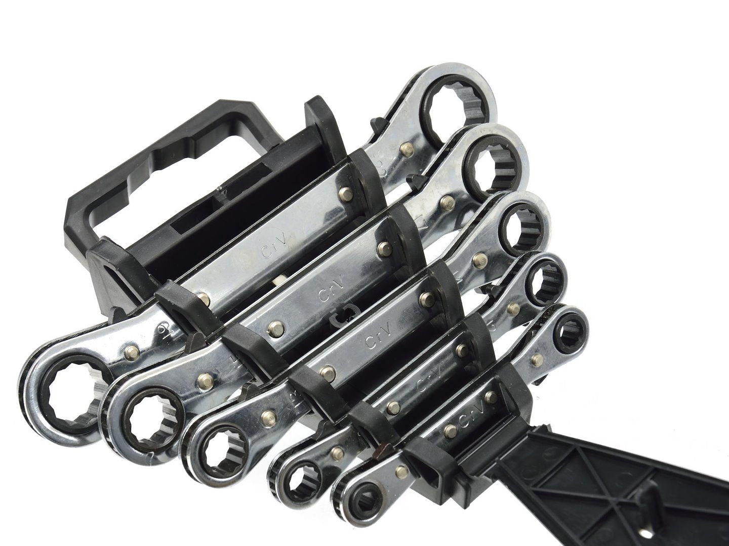 Set di chiavi ad anello a cricchetto doppio, con teste ad anello, 6-22 mm, 5 pezzi Geko