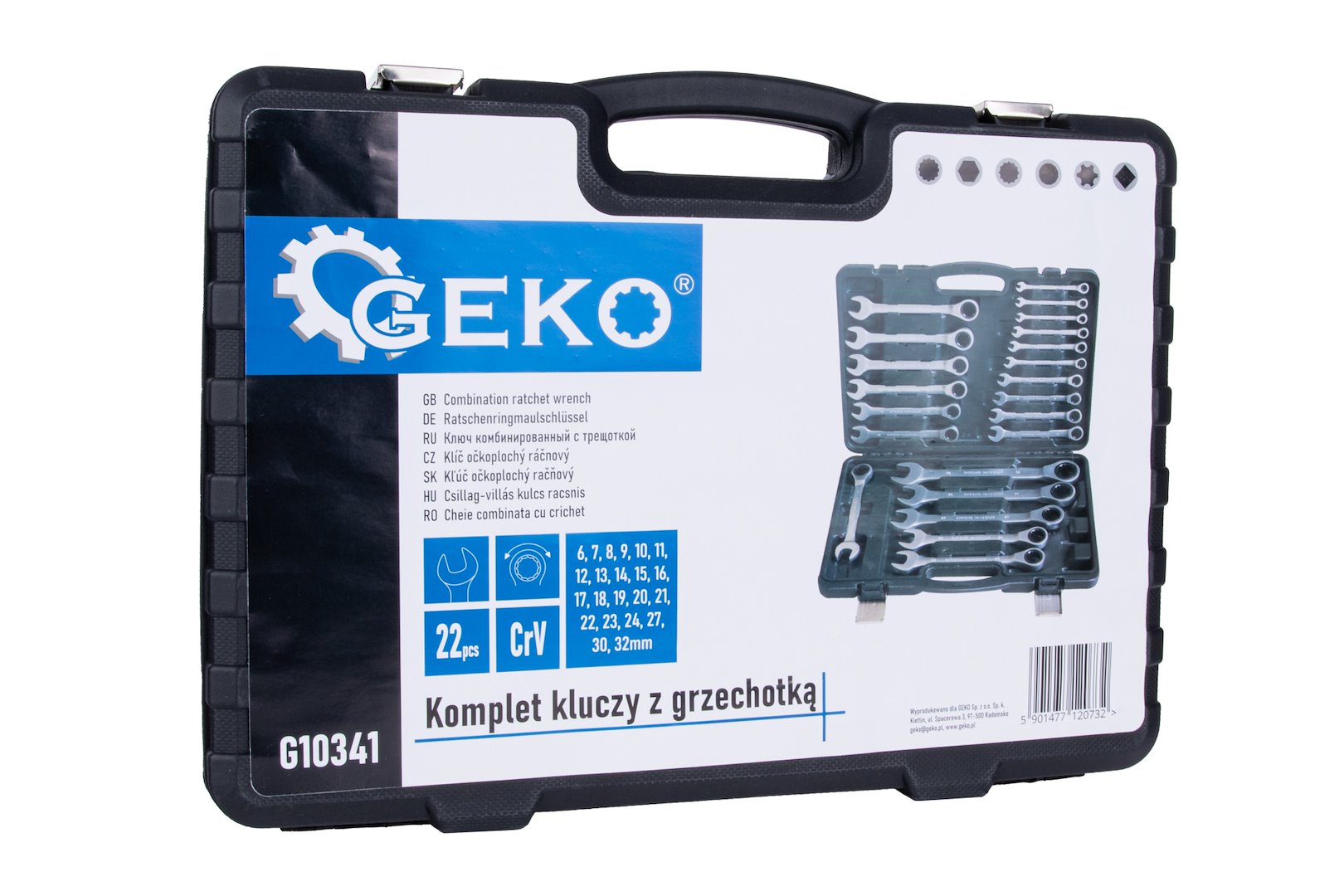 Set combinazione cricchetto-chiave, 6-32 mm 22 pezzi Geko