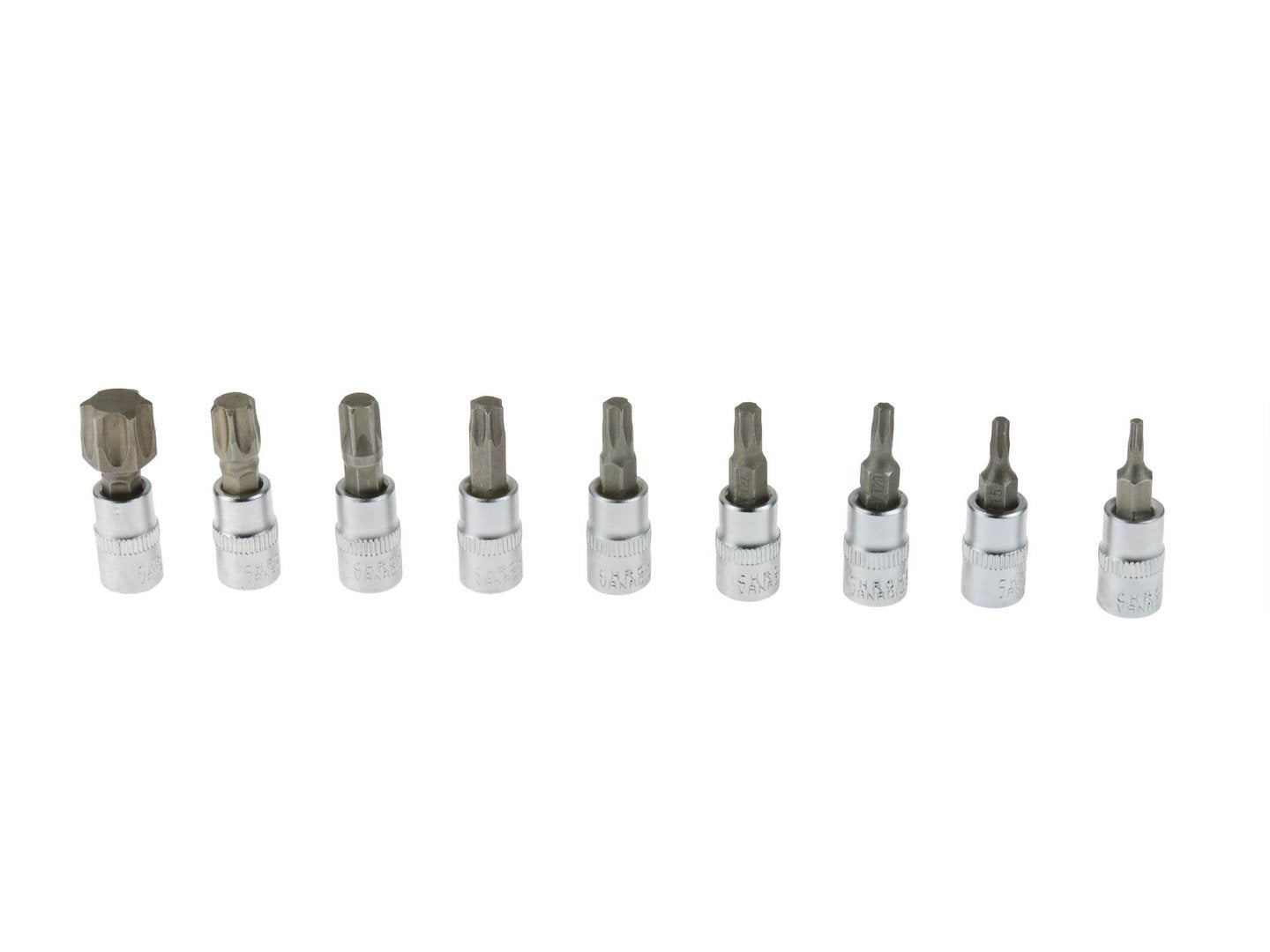 Set di 9 bussole a impatto Torx con attacco 1/4", T10-T60, corredo di bussole esagonali con valigetta per chiavi pneumatiche, elettriche e dinamometriche, in acciaio Cr-V, Geko