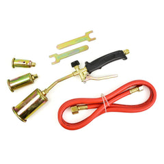 Bruciatore a gas con tubo flessibile da 1,5 m per riscaldamento e bruciatura, 3 teste (25, 35 e 50 mm) Geko